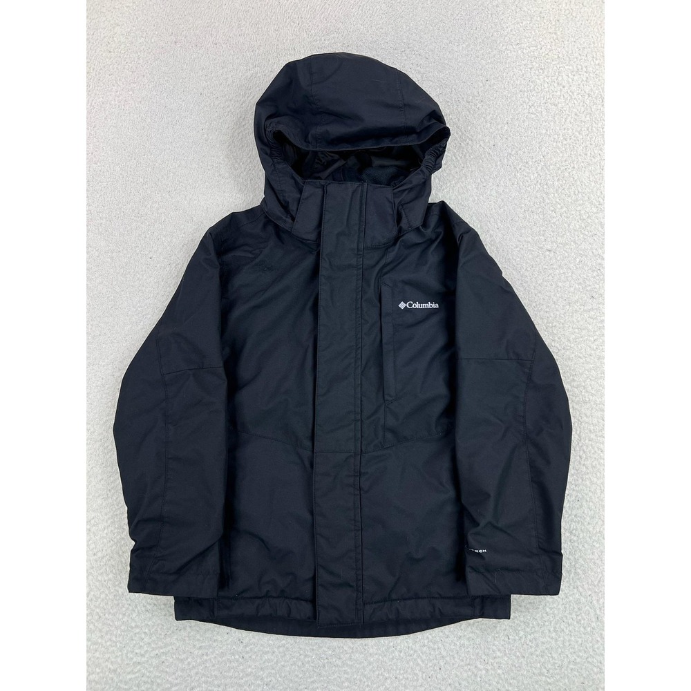 Columbia Ski Jacket Youth Small 8 Black Omni-Tech Interchange Hooded Outgrown